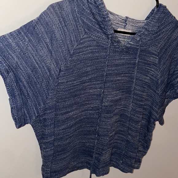 🌹NavyShort-Sleeve/Hooded W/Drawstrings CropTop! - Picture 3 of 8